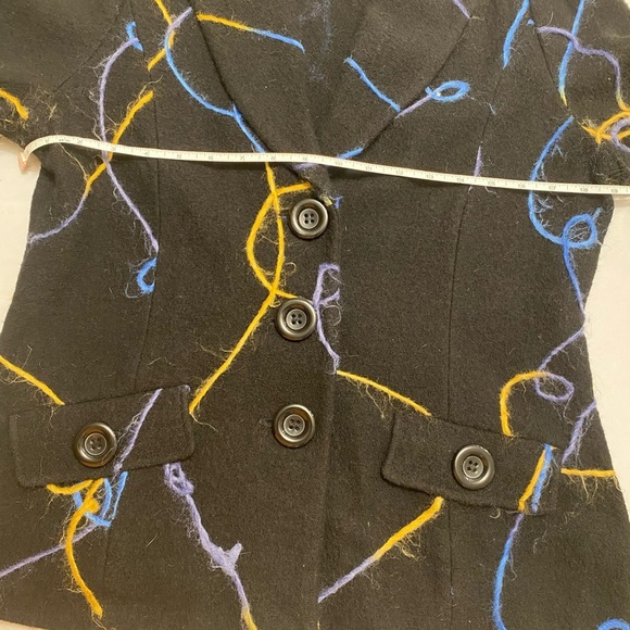 Luciano Dante Jacket Womens Size M Black with Yarn detail 100% Wool Coat black - Picture 5 of 10